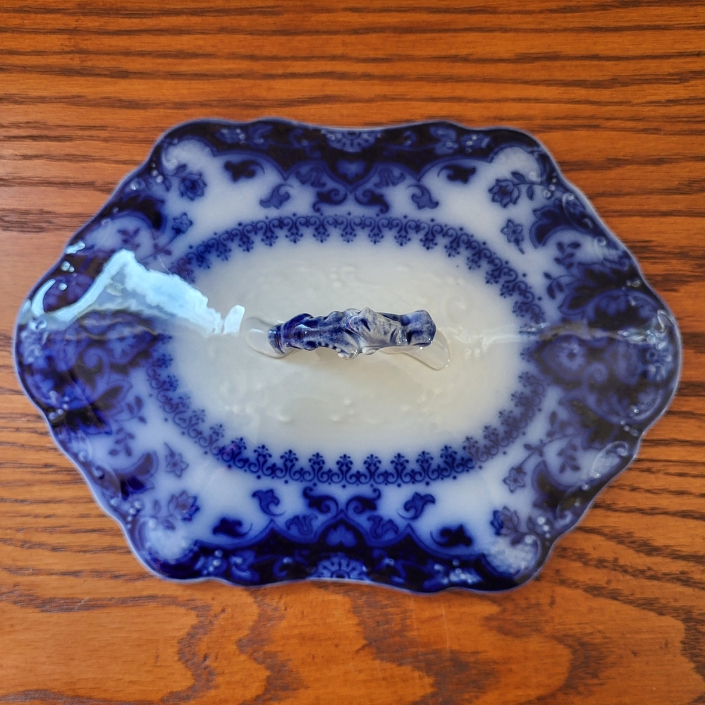 Johnson Brothers Lid Florida Pattern Oval Vegetable Antique Flow Blue China